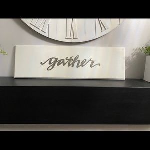 Gather wood wall decor with metal letters